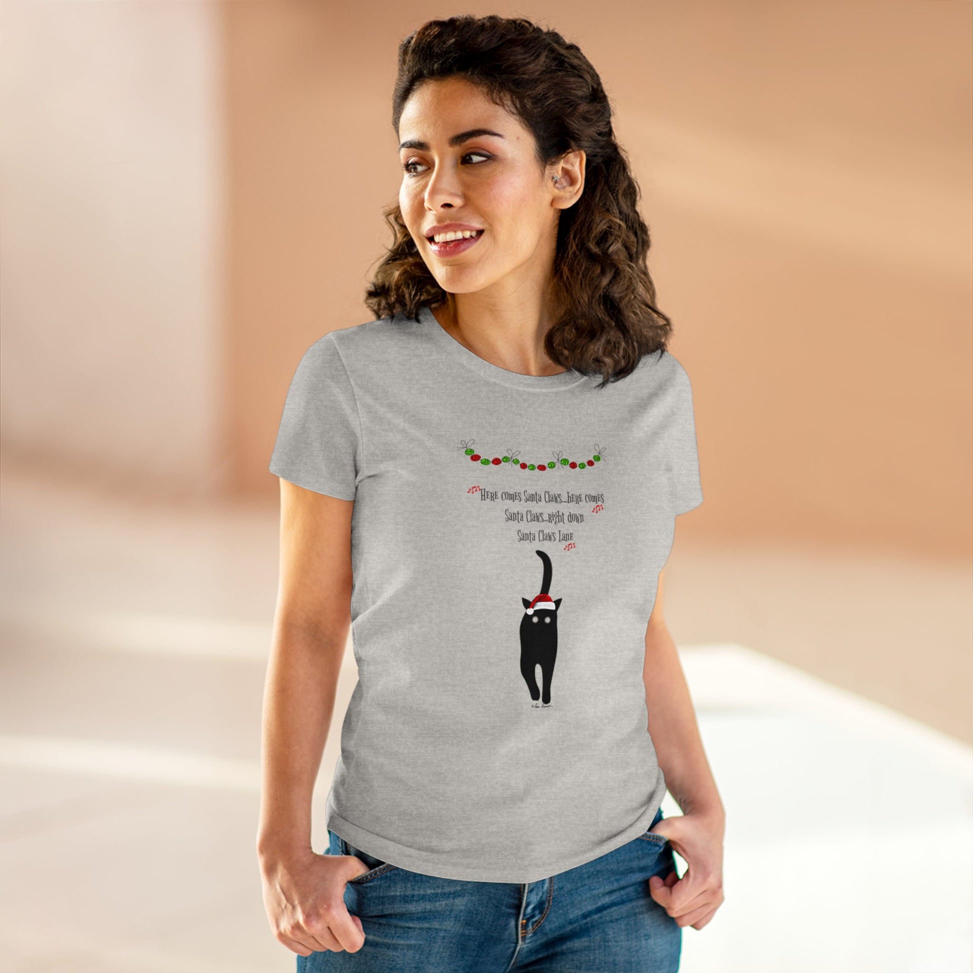 Mock up of the Ash Grey t-shirt on a woman