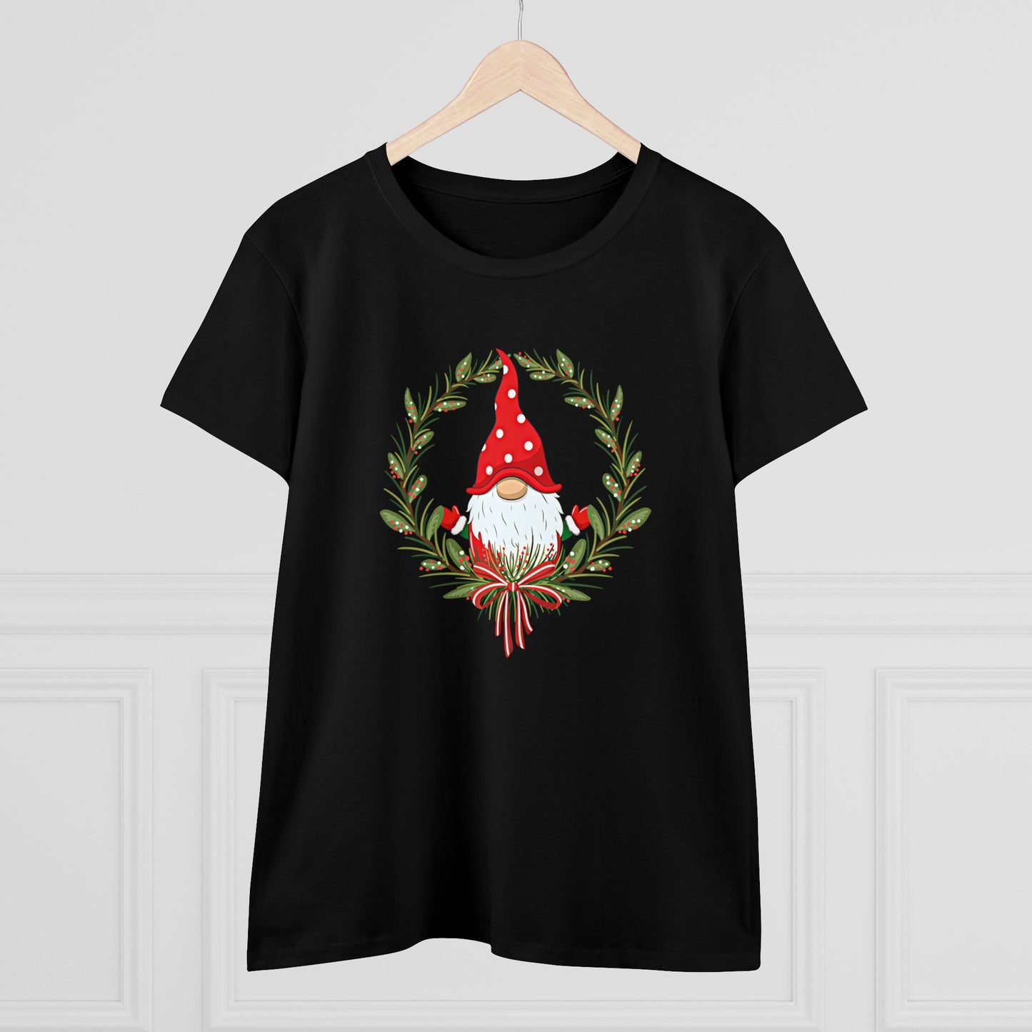 Womens' Holiday-Gnome T-shirt: 3 colors; Midweight Cotton; Gildan brand