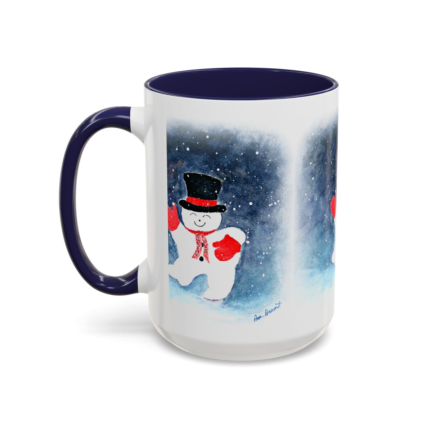 Festive Snowman Mug: 2 sizes; Ceramic; Winter Holiday Drinkware