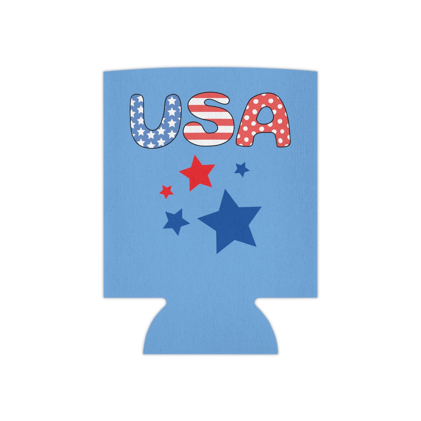 Patriotic Can Cooler: 3.5" by 4.3"; Polyester; Foam