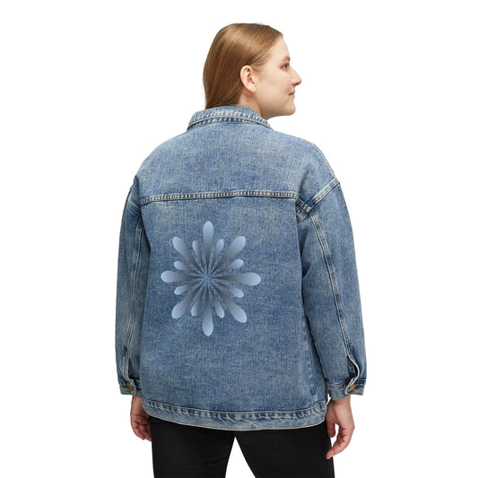 Woman modeling the back of the jacket