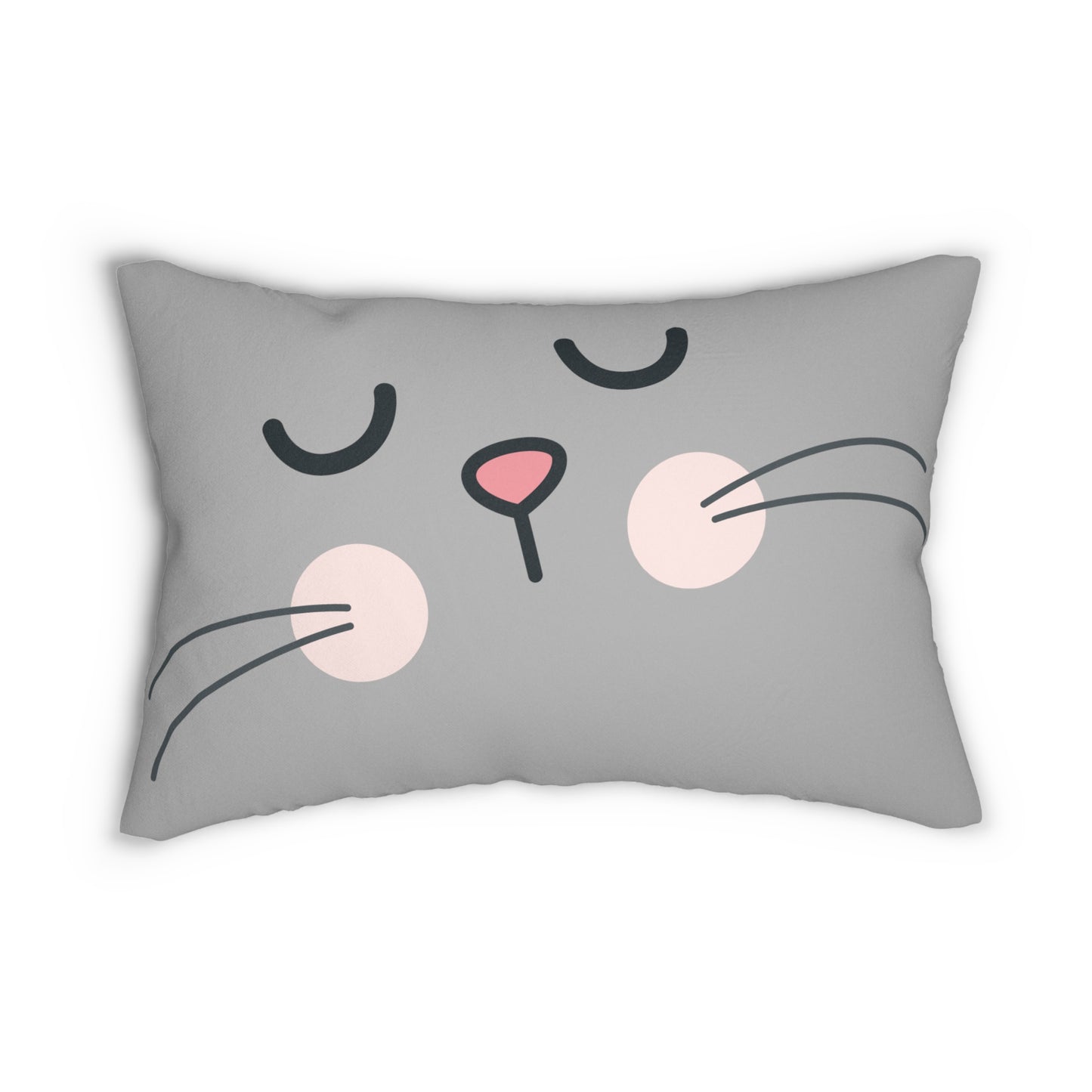 Peaceful Kitty Lumbar Pillow: Polyester; 20" x 14"; Grey