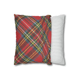 A red and white plaid pillow case made in America by Printify.