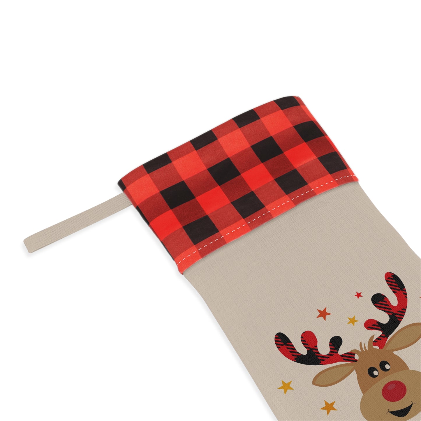 Christmas Reindeer Stocking from Printify is a festive addition to your holiday decor.