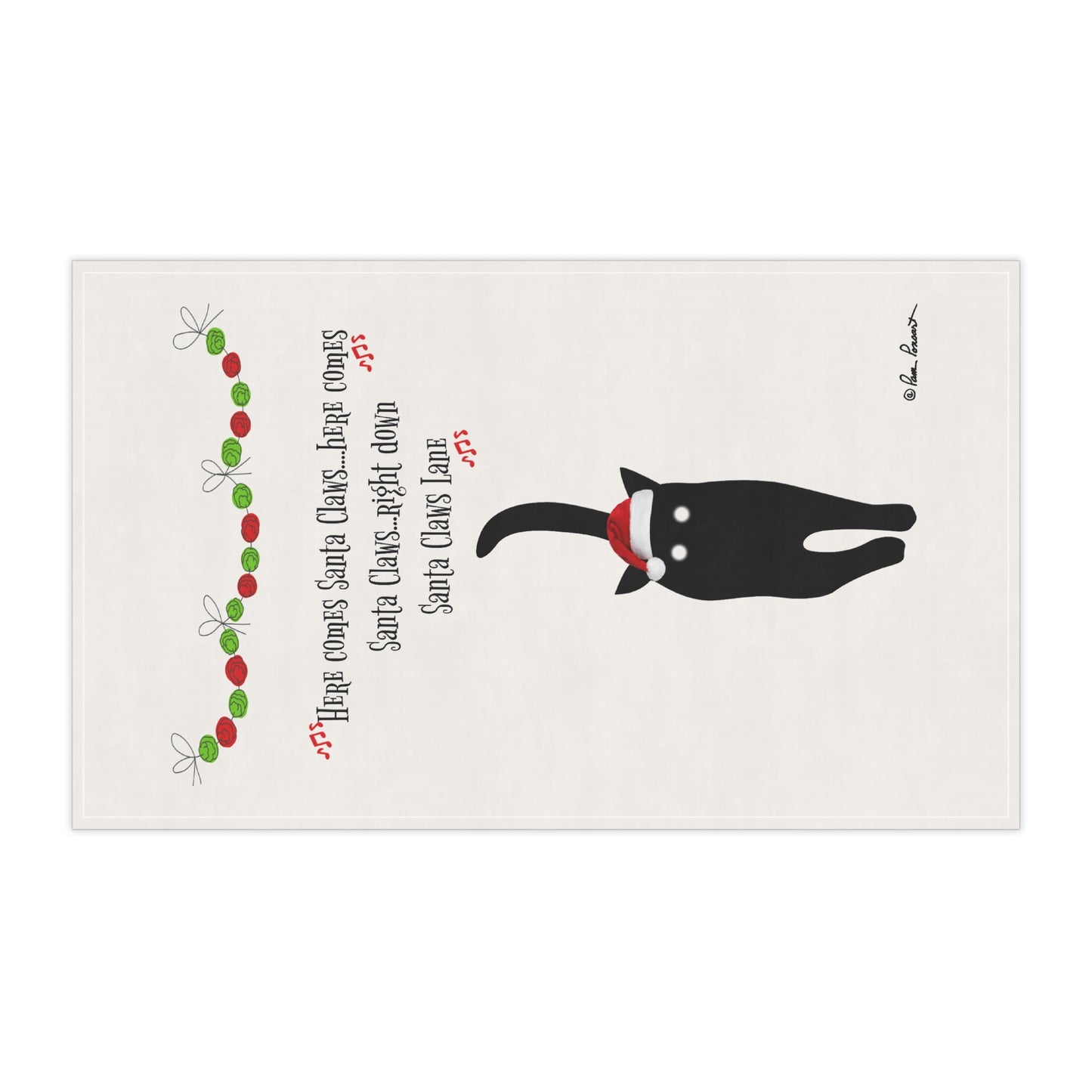 Festive Cat-Themed Kitchen Towels: 18" x 30"; Holiday Gift