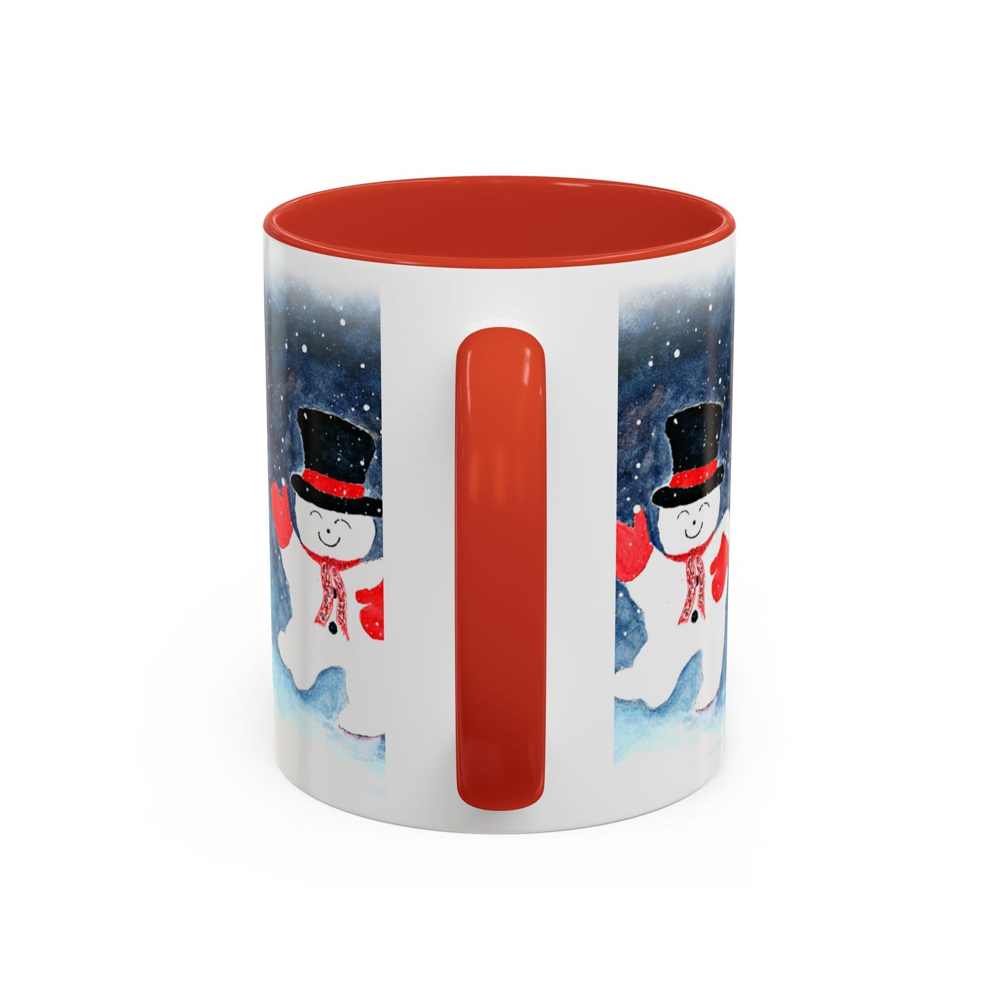 Festive Snowman Mug: 2 sizes; Ceramic; Winter Holiday Drinkware