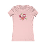 Flat front view of the pink t-shirt
