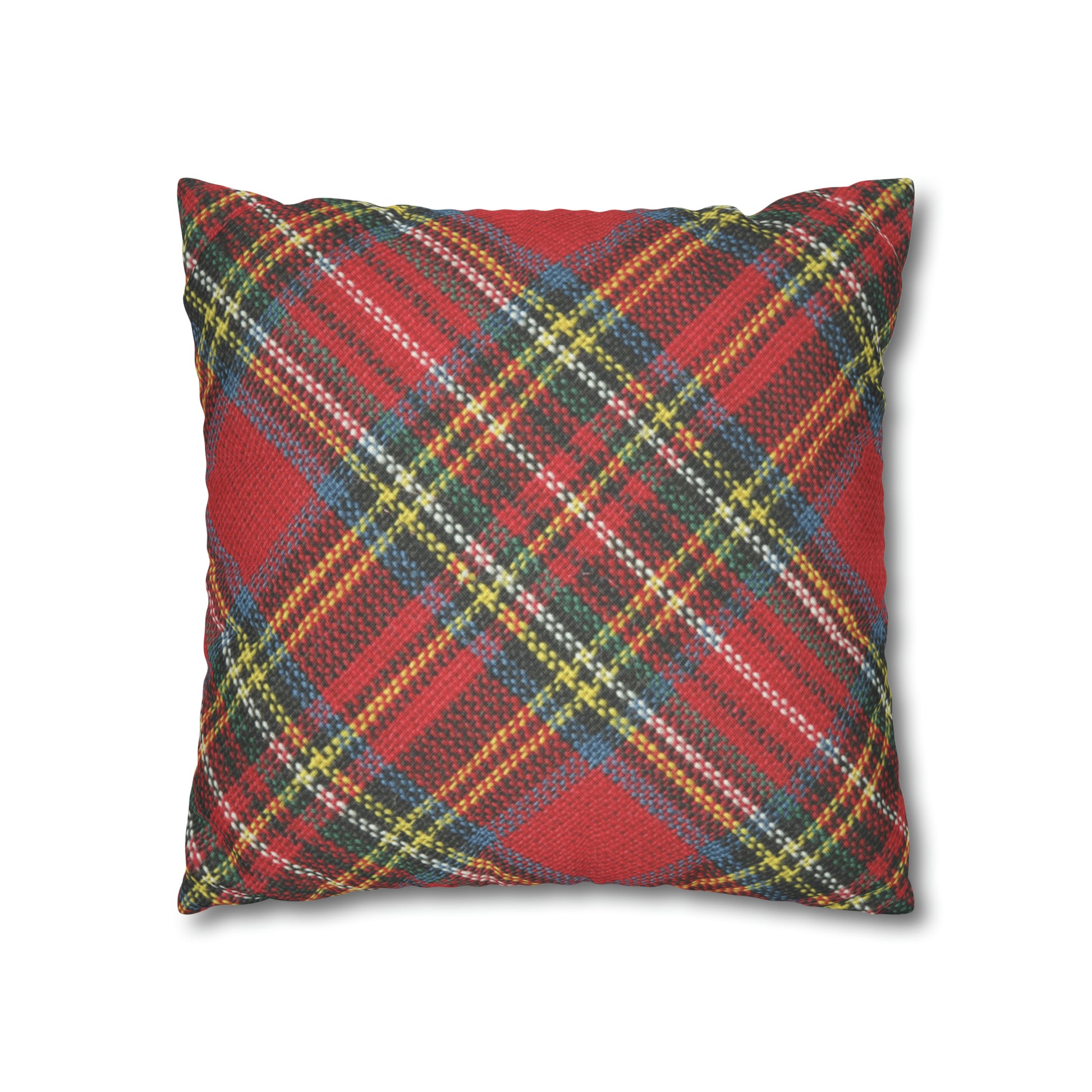 American made Scottish tartan cushion cover, perfect for adding a touch of cozy warmth to your home. This easy-care Printify Red-Plaid Pillow Case is a stylish and classic addition to any room.