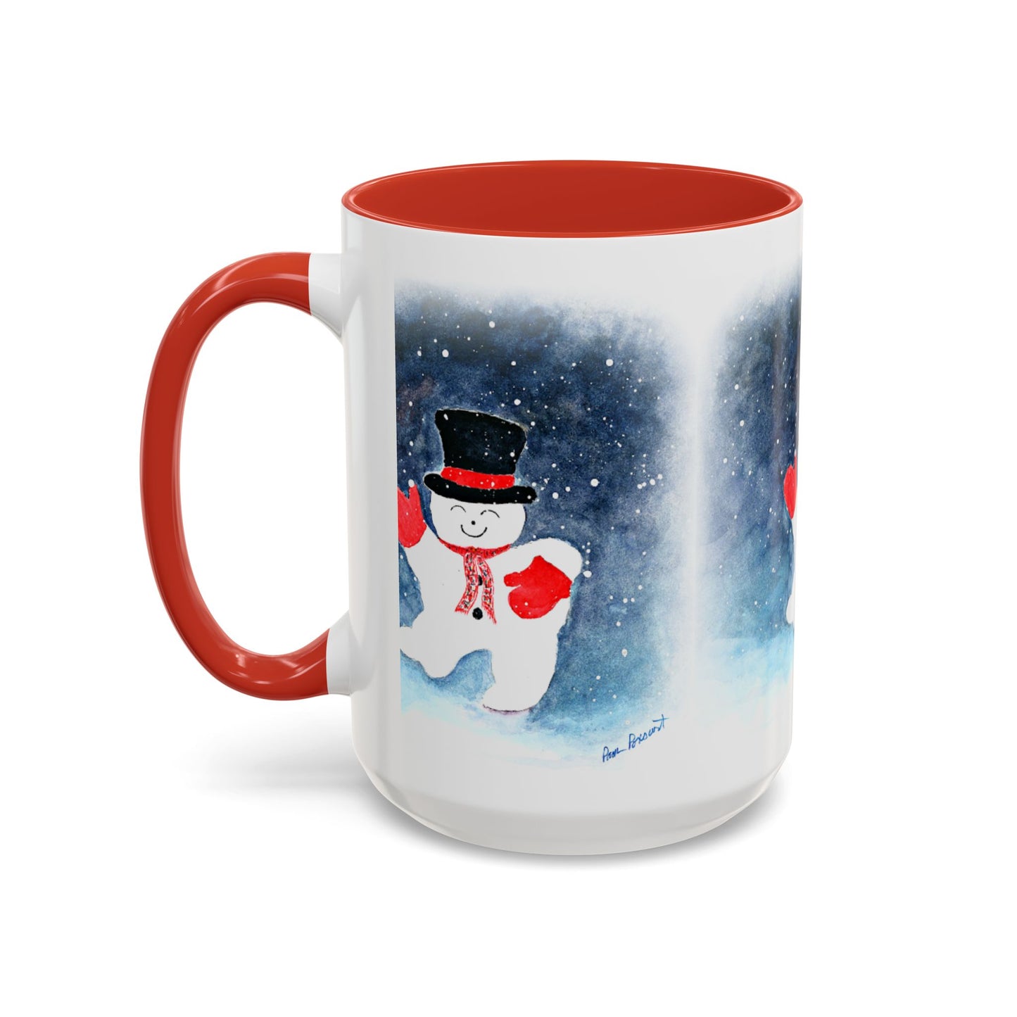 Festive Snowman Mug: 2 sizes; Ceramic; Winter Holiday Drinkware