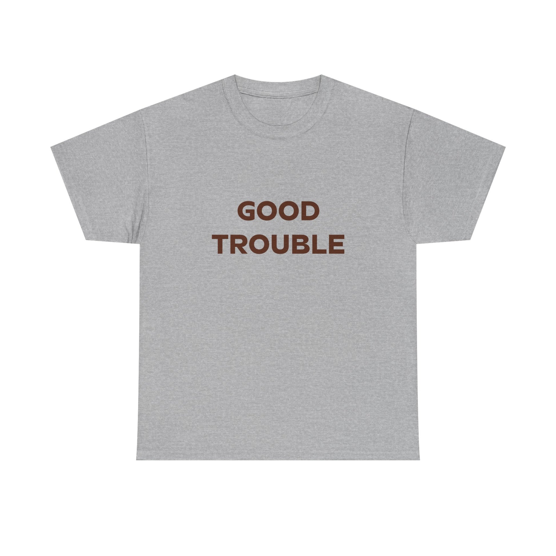 Printify’s Good Trouble Unisex T-shirt—available in 3 colors and made from soft cotton—is perfect for making a statement with its bold "GOOD TROUBLE" front print.
