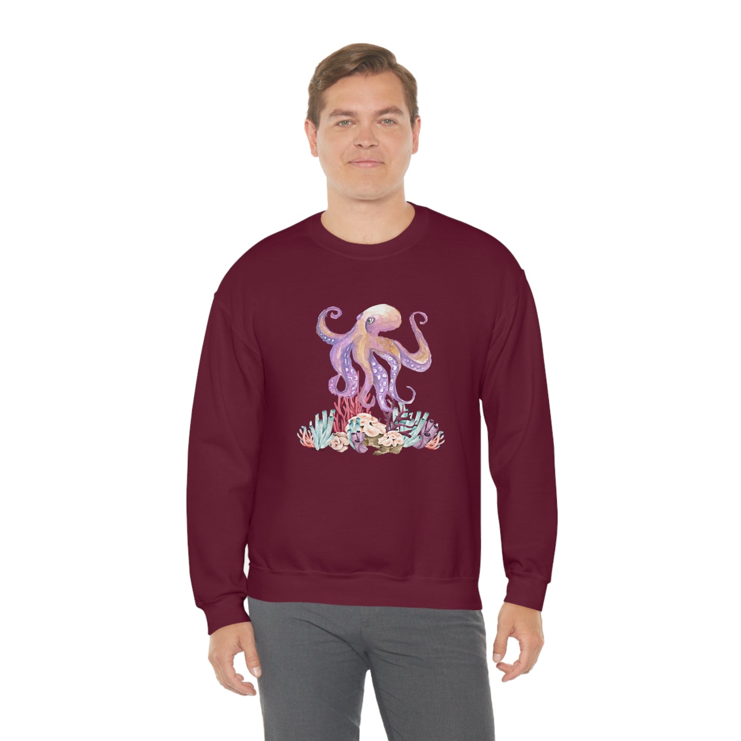 Mock up of a man wearing the Maroon shirt
