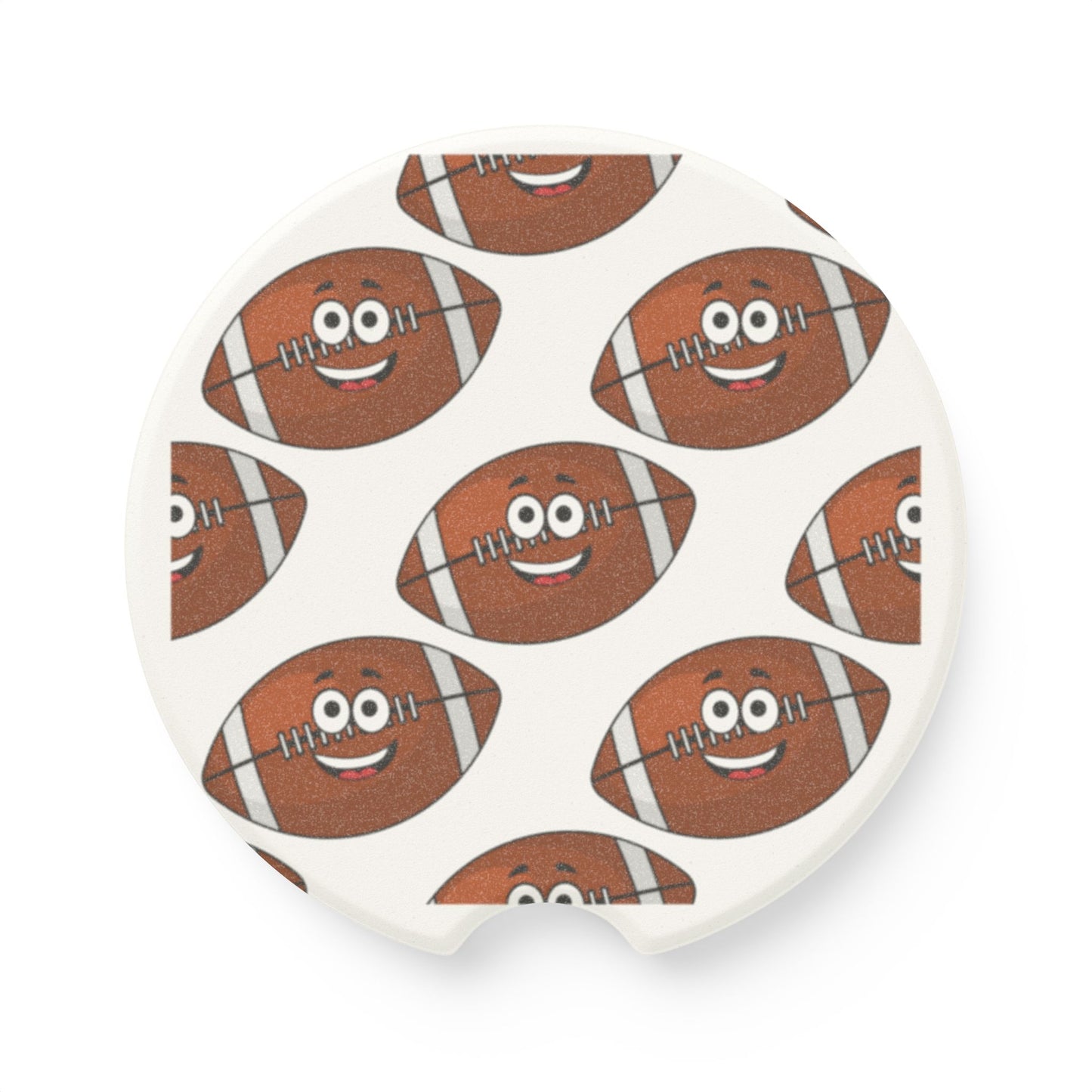 Great for tailgating parties, the Funny Football Car Coasters from Printify feature animated footballs with cheerful eyes and smiles, adding a playful touch to any gathering. Ideal for sports enthusiasts, these absorbent car coasters bring a fun and lively vibe to your vehicle's cup holders.