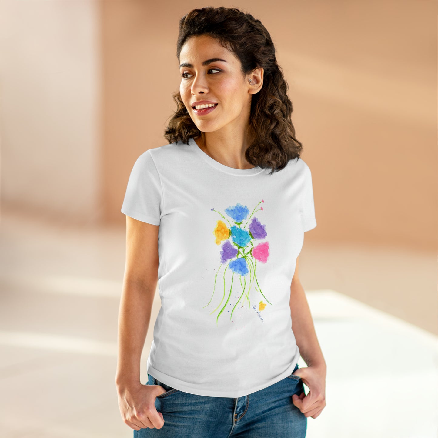 Mock up of a woman wearing the White t-shirt