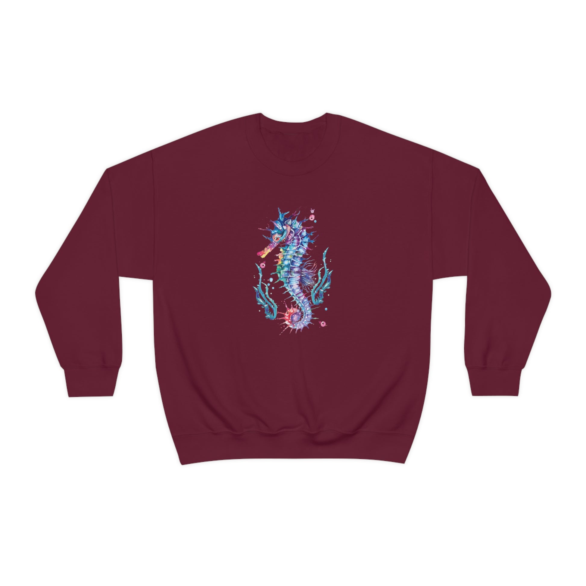 Flat front view of the Maroon shirt