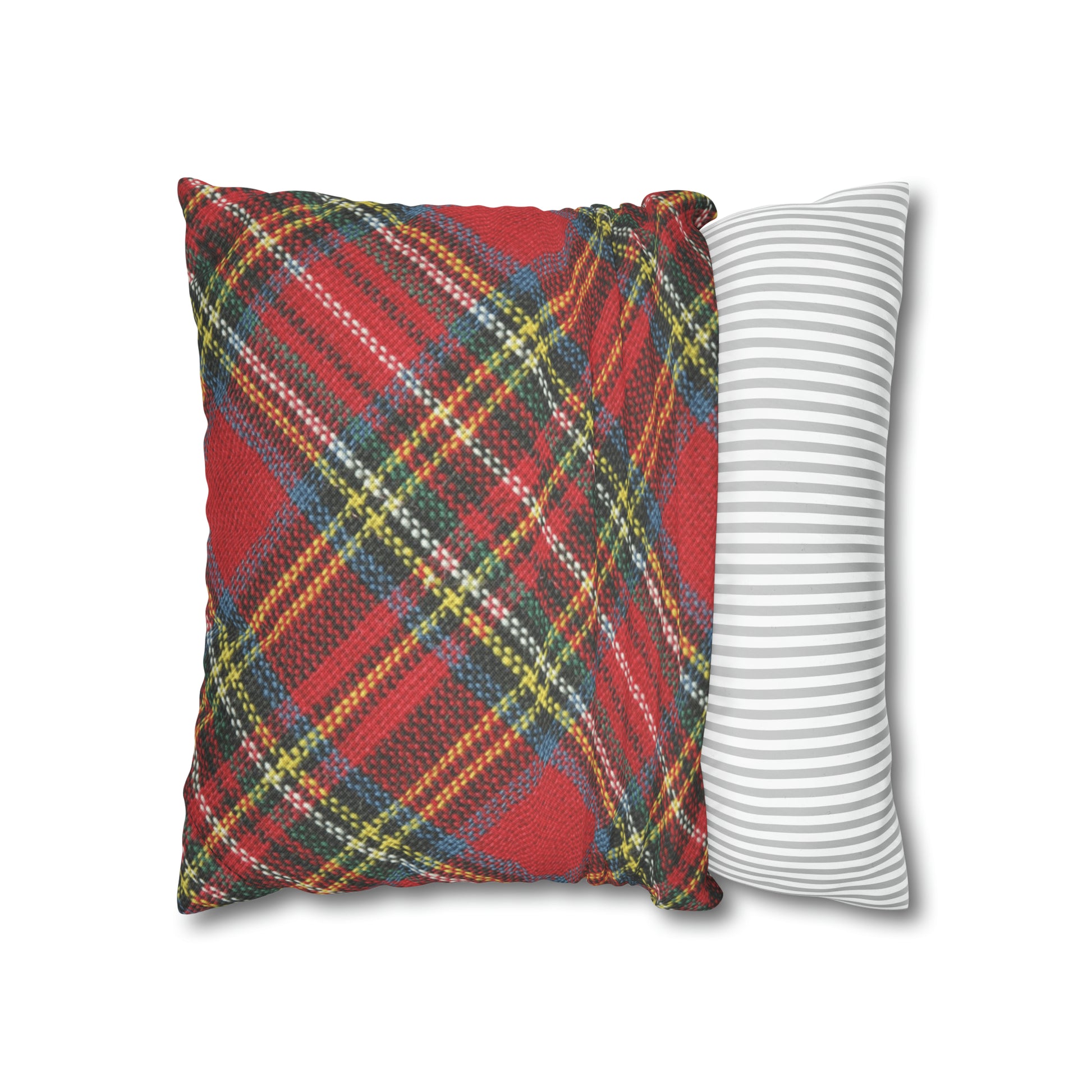 An easy-care Printify Red-Plaid Pillow Case in 3 sizes, made of Polyester and in a Square shape.