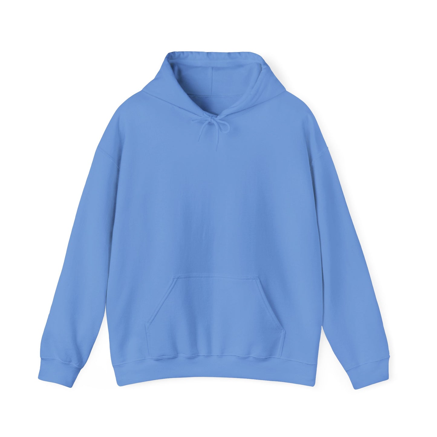 The Courage Is Contagious Hoodie by Printify is a light blue, ethically made hoodie for mental health awareness. It features a front pocket and drawstring hood, shown laid flat on a white background.
