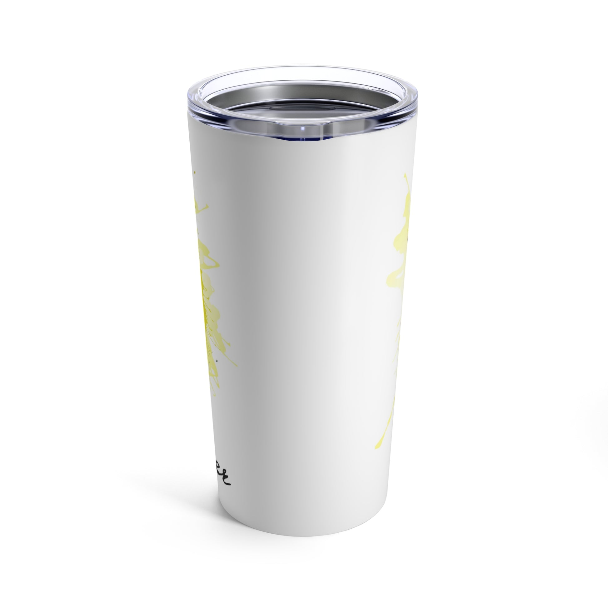 A Printify Watercolor Sunflower Tumbler: 20 oz.; Stainless Steel.