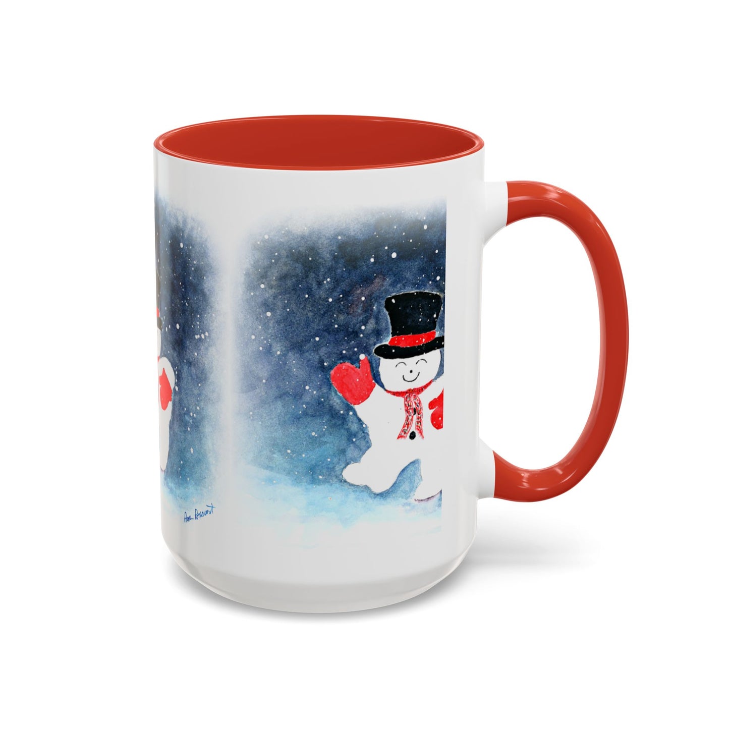 Festive Snowman Mug: 2 sizes; Ceramic; Winter Holiday Drinkware