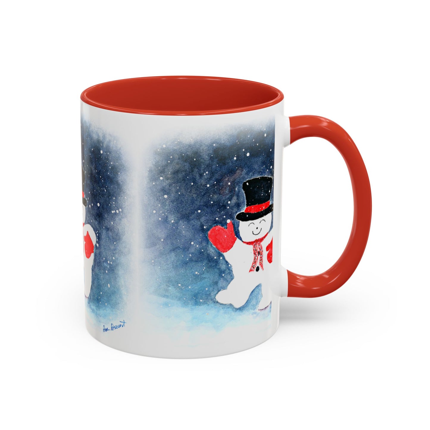 Festive Snowman Mug: 2 sizes; Ceramic; Winter Holiday Drinkware