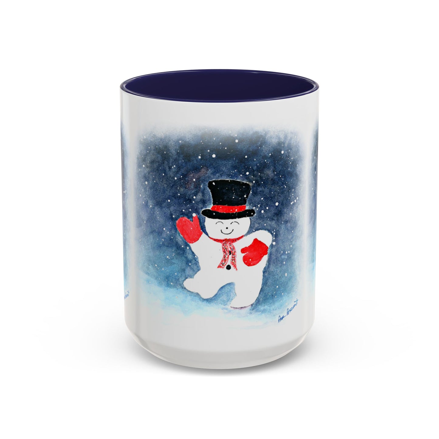 Festive Snowman Mug: 2 sizes; Ceramic; Winter Holiday Drinkware