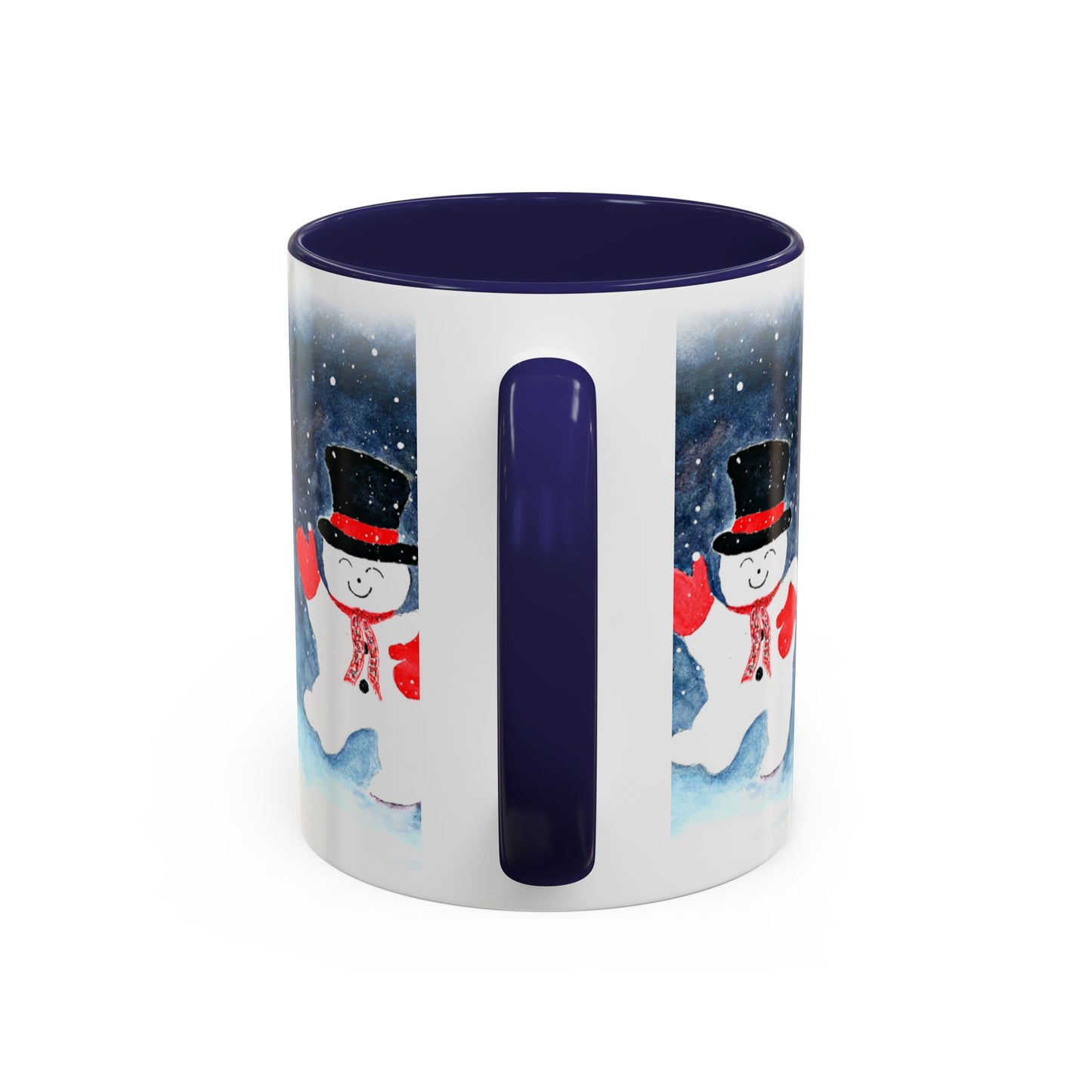 Festive Snowman Mug: 2 sizes; Ceramic; Winter Holiday Drinkware