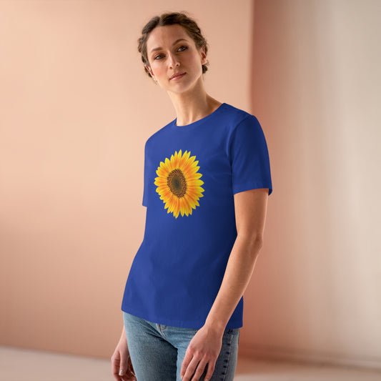 Mock up of a woman wearing the True Royal t-shirt