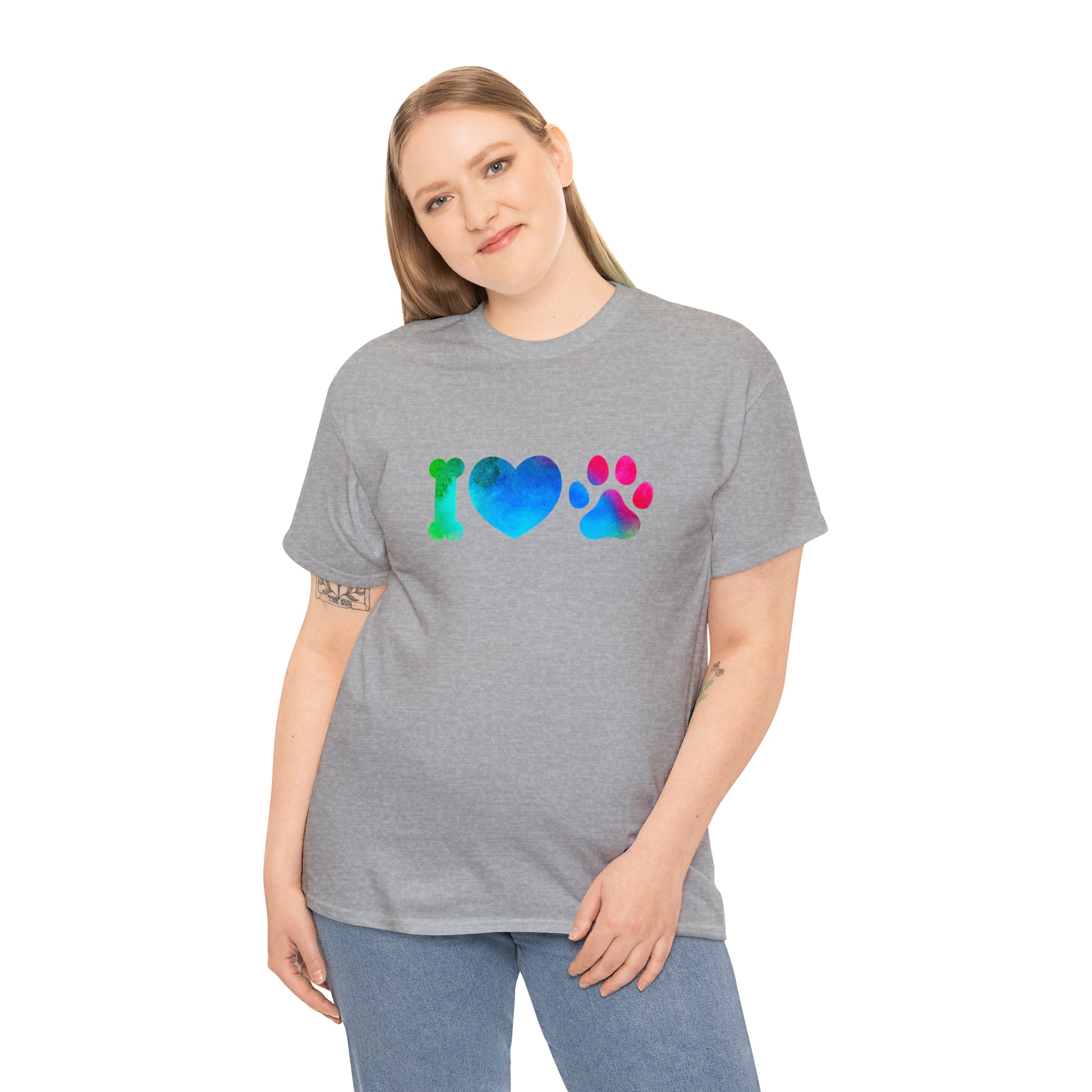 Mock up of a blonde-haired woman wearing the shirt