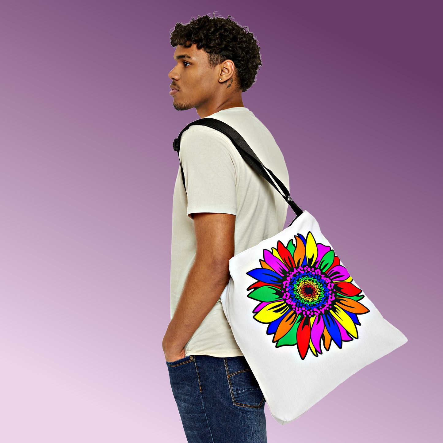 Mock up of dark-skinned man carrying the 18" bag