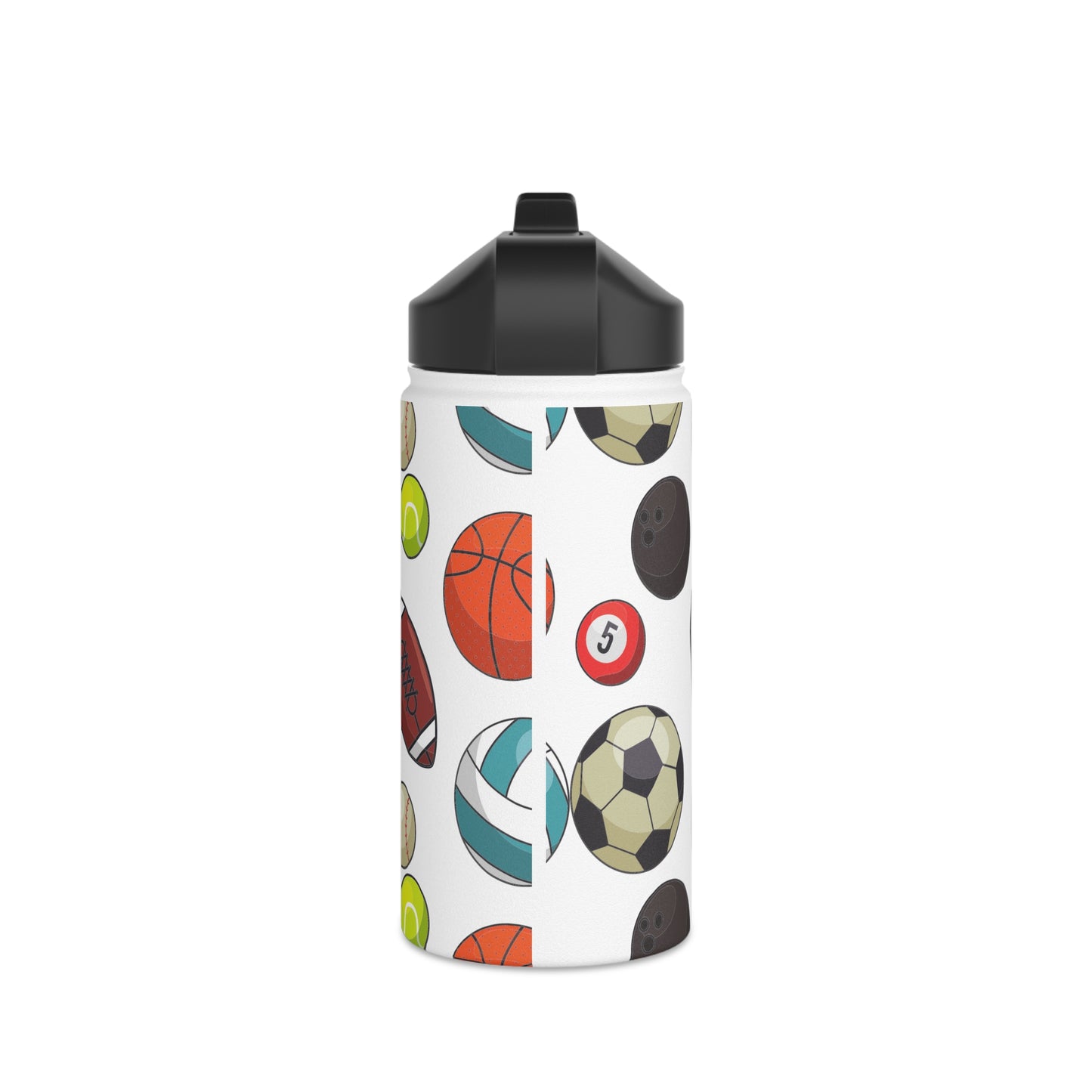 Sports-Fan Water Bottle: 3 sizes; Stainless Steel; W/straw