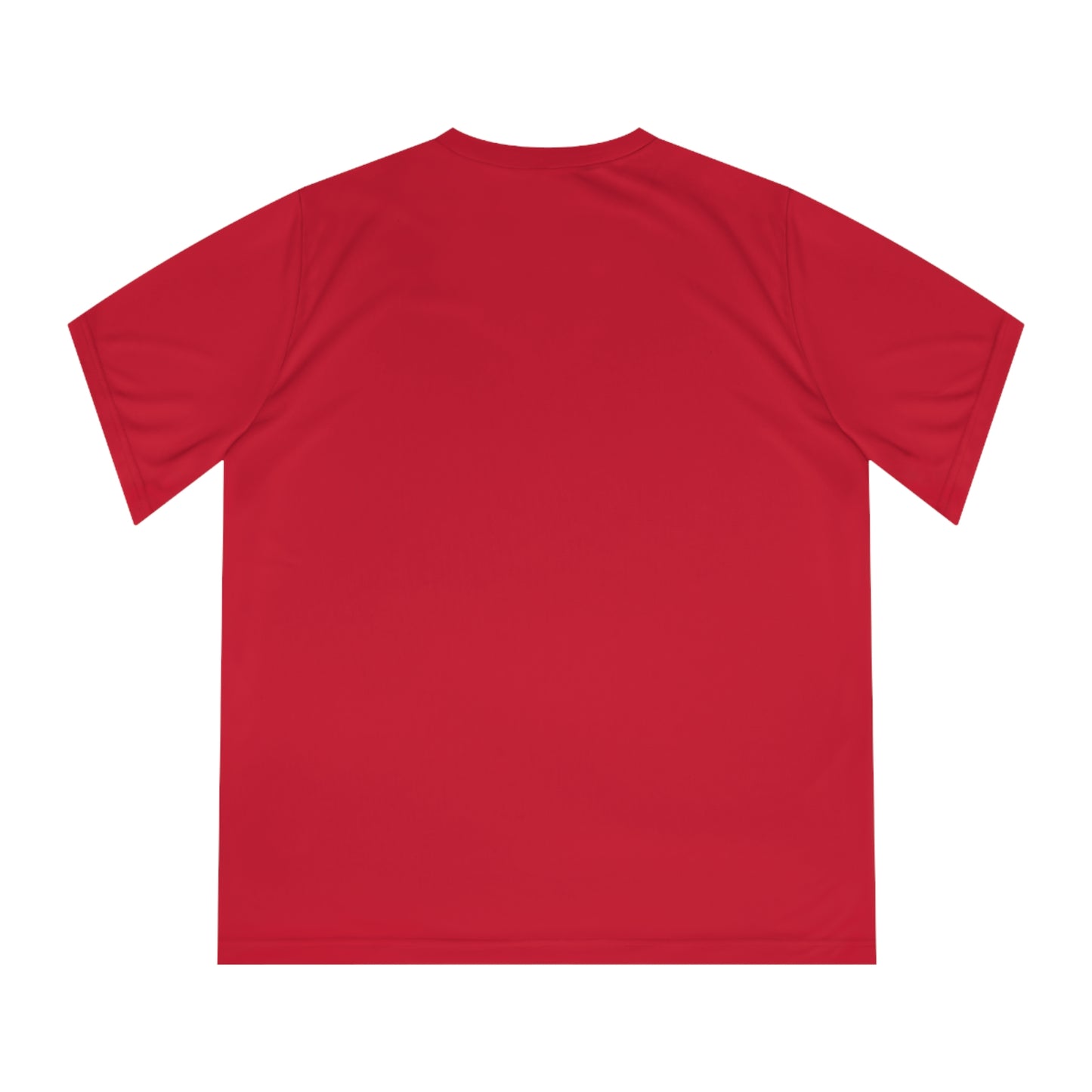 Back view of the Printify Women's Kindness-Is-Cool T-shirt: V-neck; UV 40+; Team 365 in plain red, crafted from moisture-wicking polyester, against a white background.