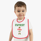 Holiday Baby Bib: 8" x 9"; Cutest Elf; Cotton; Velcro close