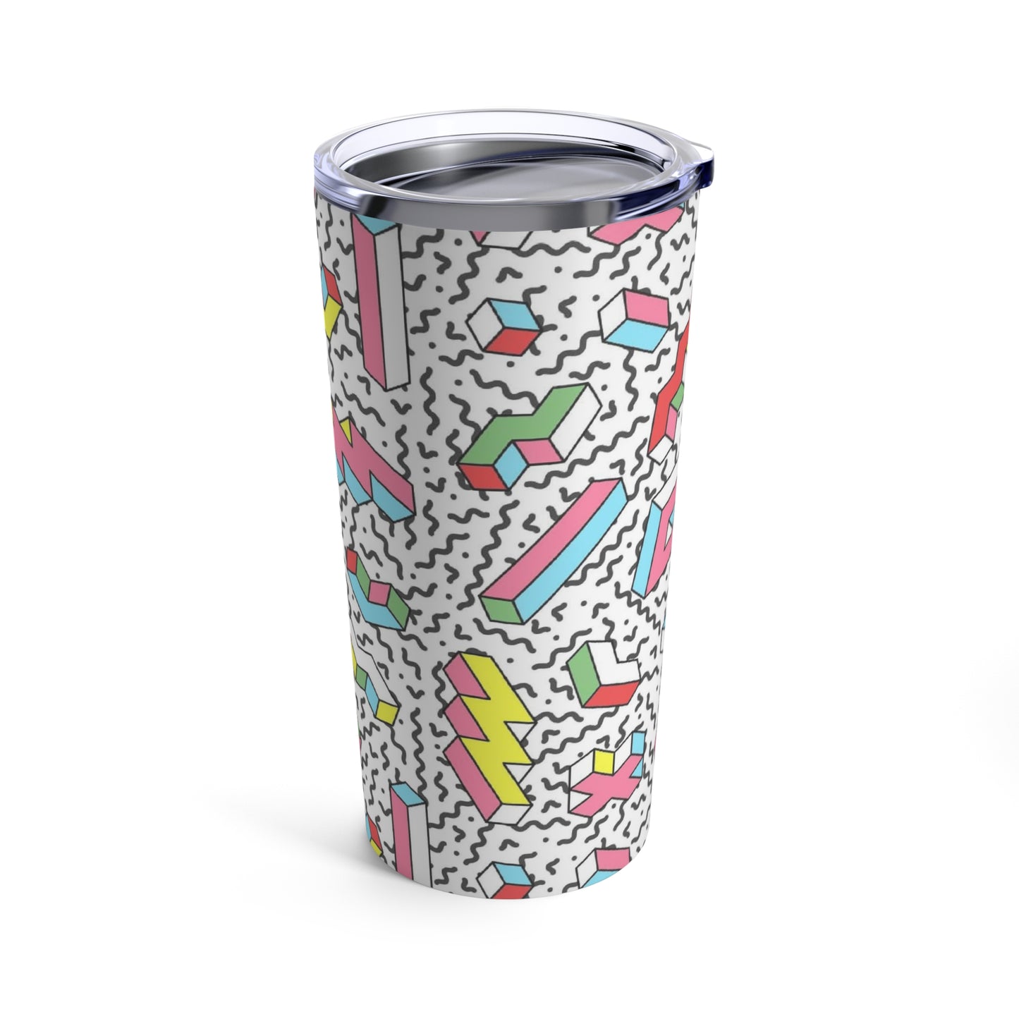 Retro Geometric Tumbler: 20 oz.; Stainless steel; Insulated