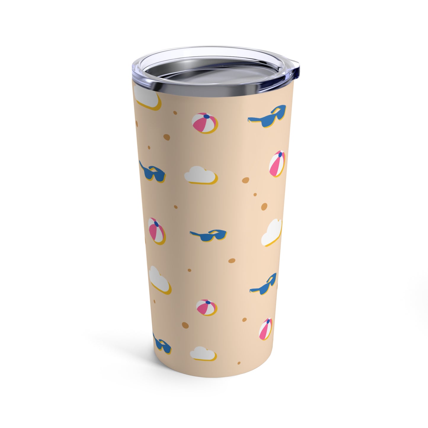 A Pink Summer Tumbler by Printify with a beach theme, dishwasher safe.