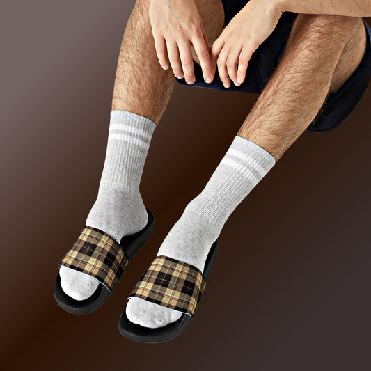 Mock up of a man wearing white socks and our sandals