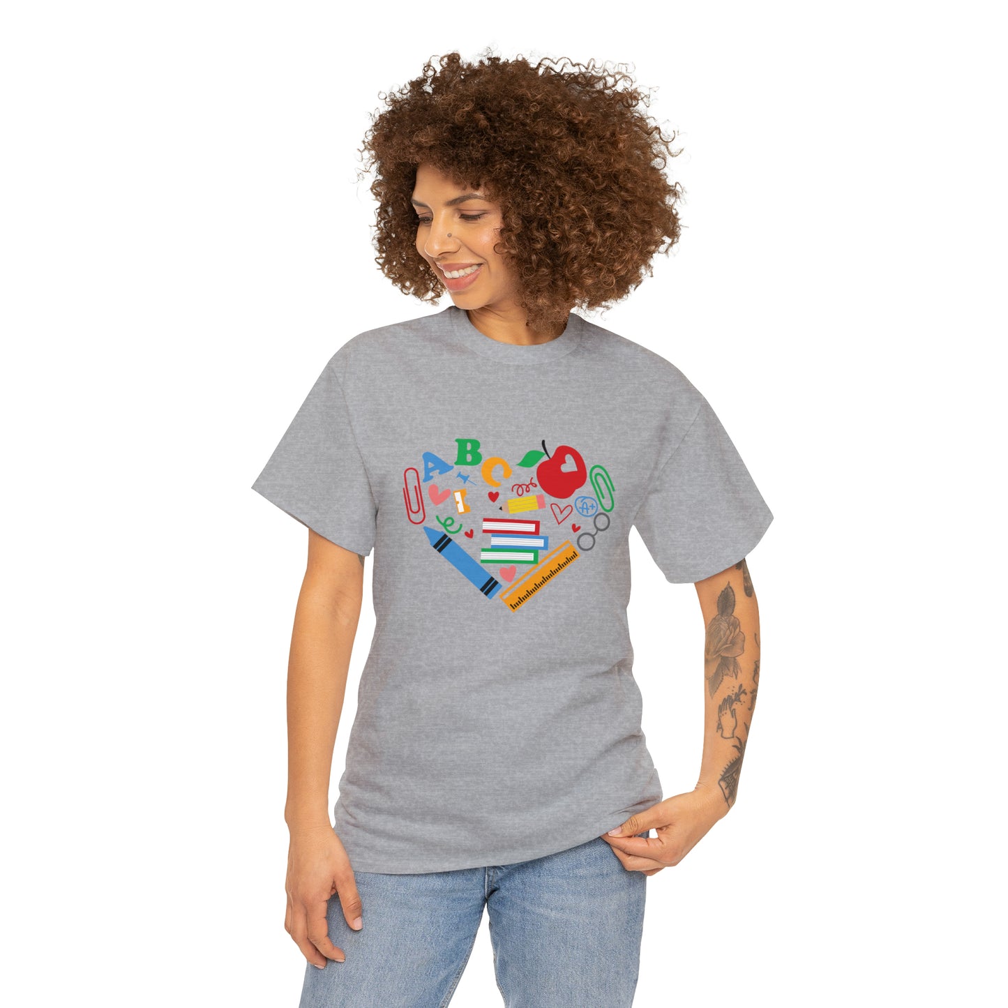 Mock up of a slim woman wearing the Sport Grey shirt
