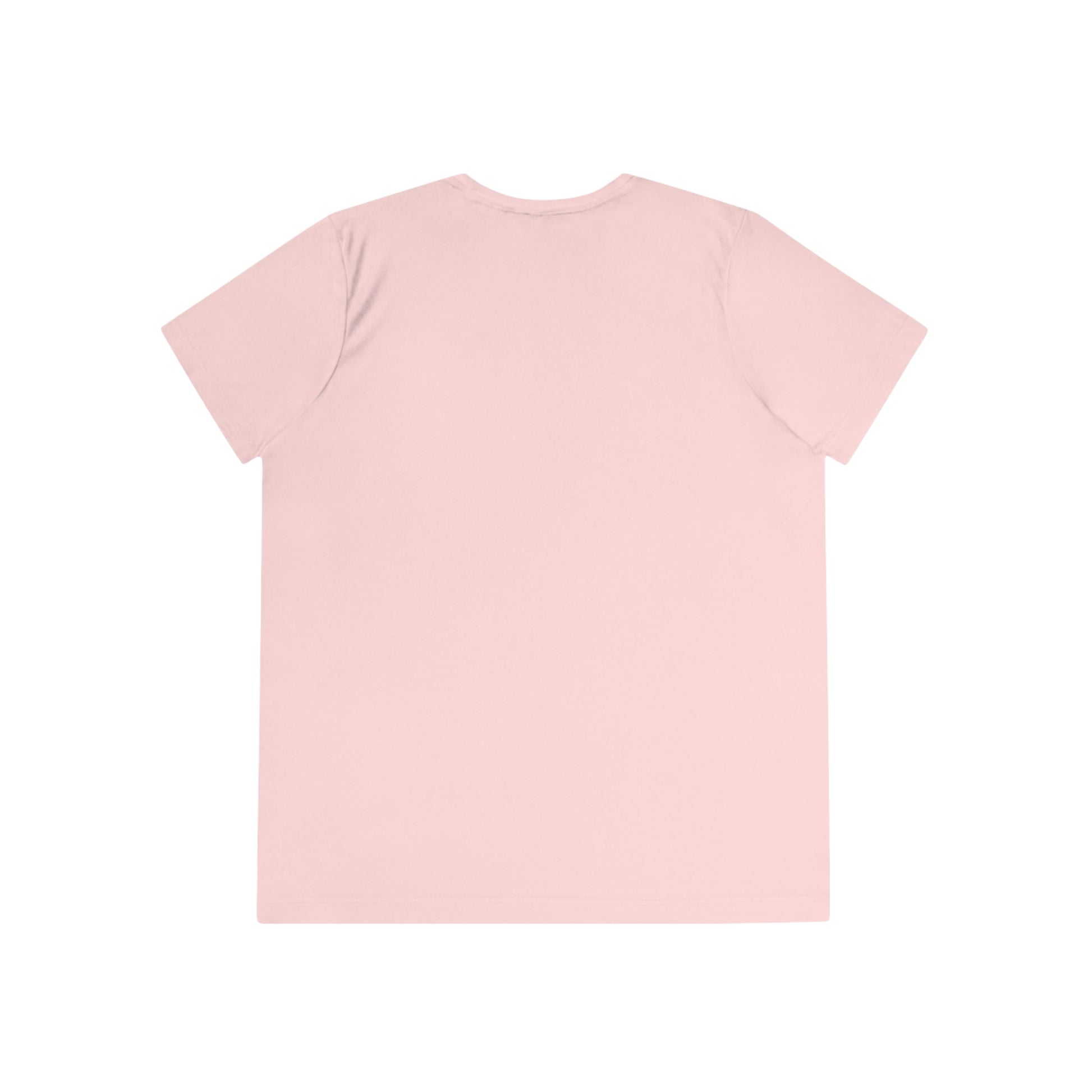 Back view of a plain, light pink Moisture-wicking Ladies T-shirt: Seashorse; Sport Tek 350 with a crew neck, designed for a feminine fit. Brand: Printify.