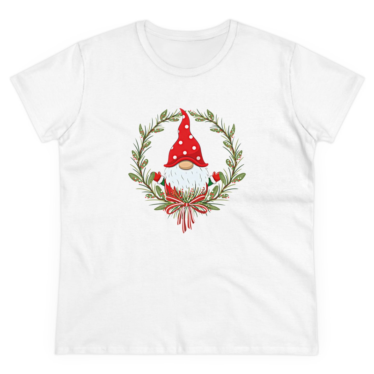 Womens' Holiday-Gnome T-shirt: 3 colors; Midweight Cotton; Gildan brand