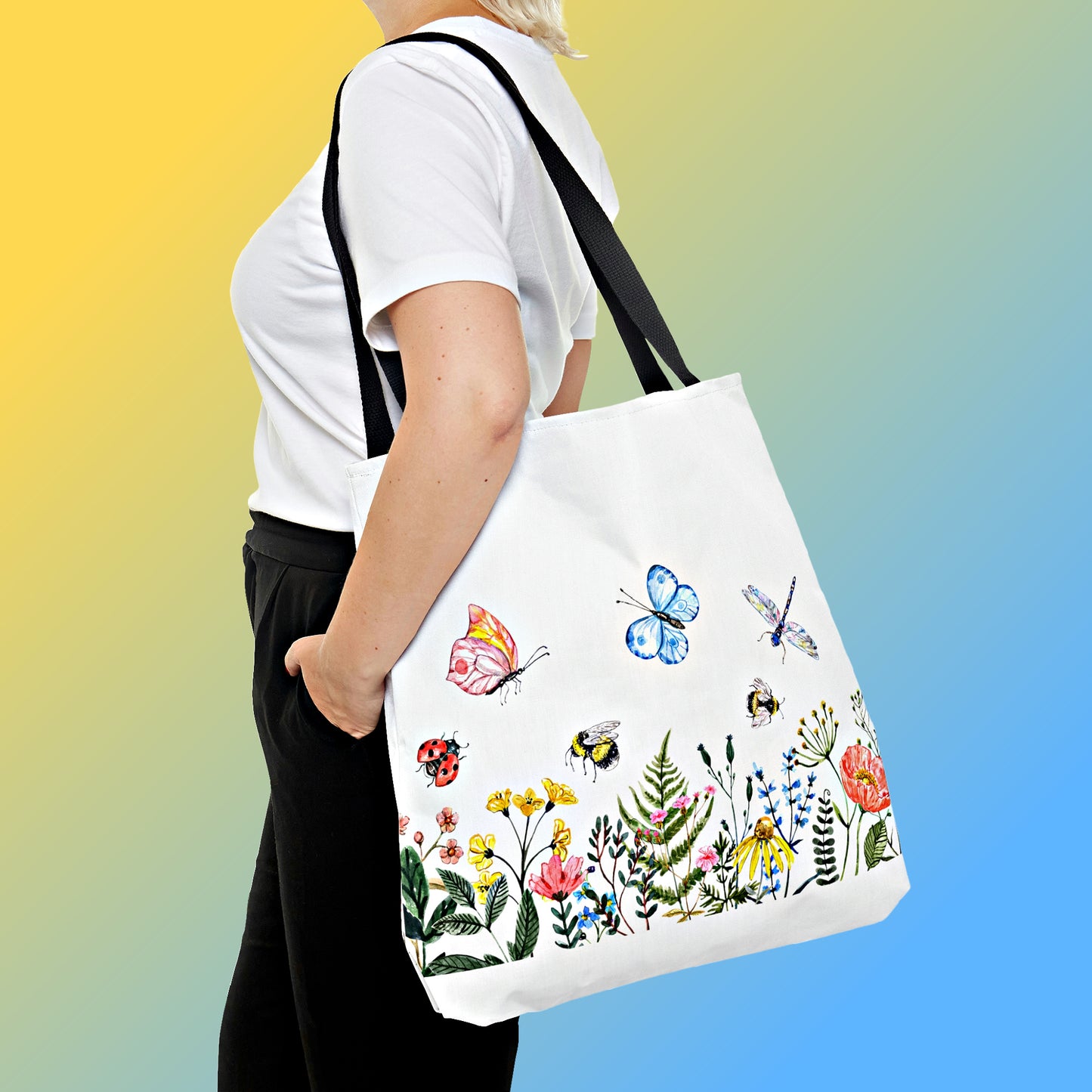 Cute-Floral Tote Bag: 3 sizes; Polyester; Pretty; Graphics