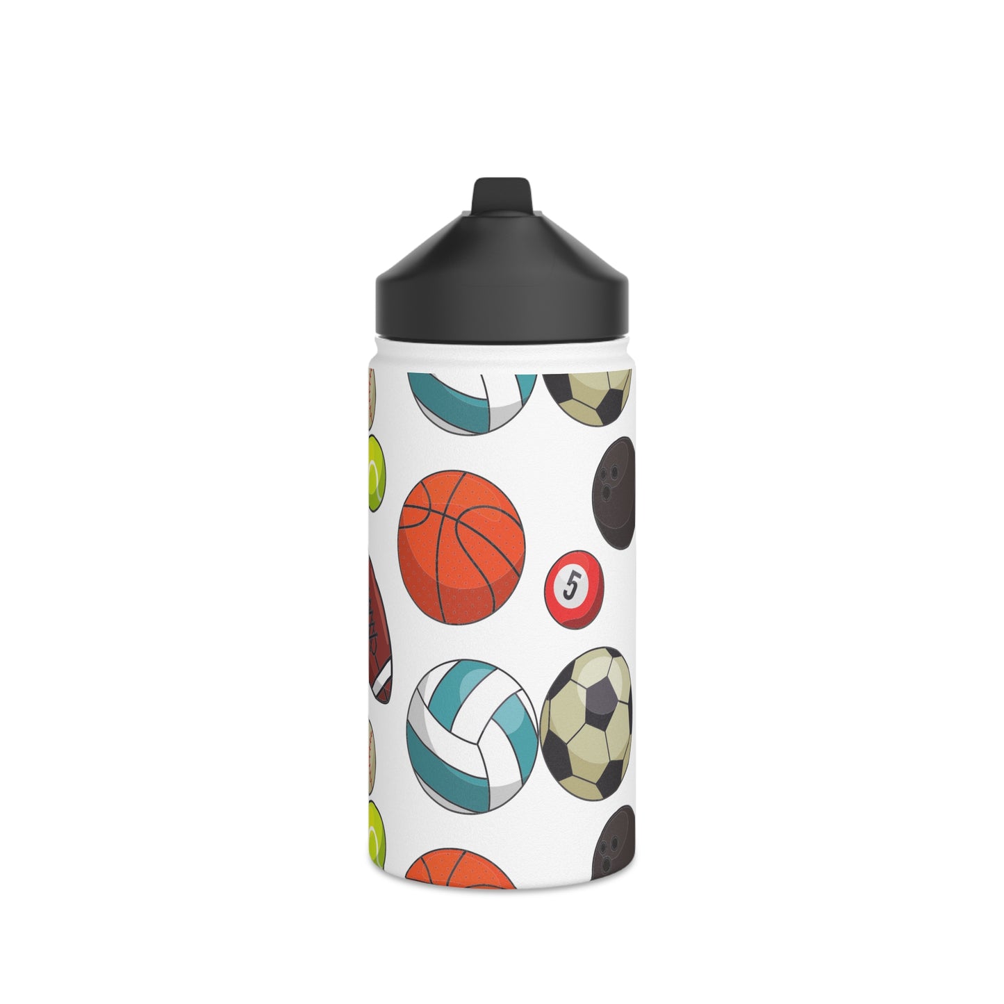 Sports-Fan Water Bottle: 3 sizes; Stainless Steel; W/straw