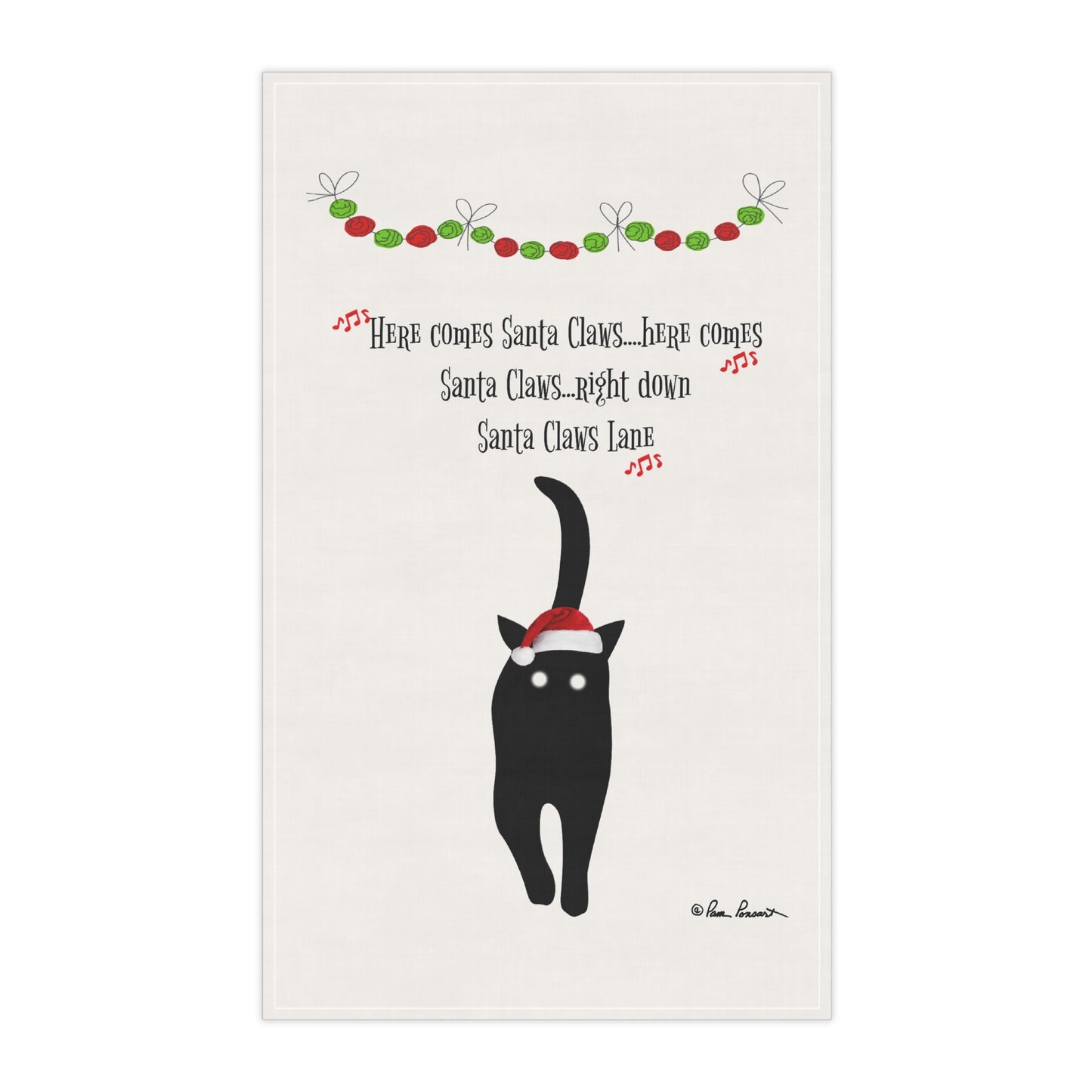 Festive Cat-Themed Kitchen Towels: 18" x 30"; Holiday Gift