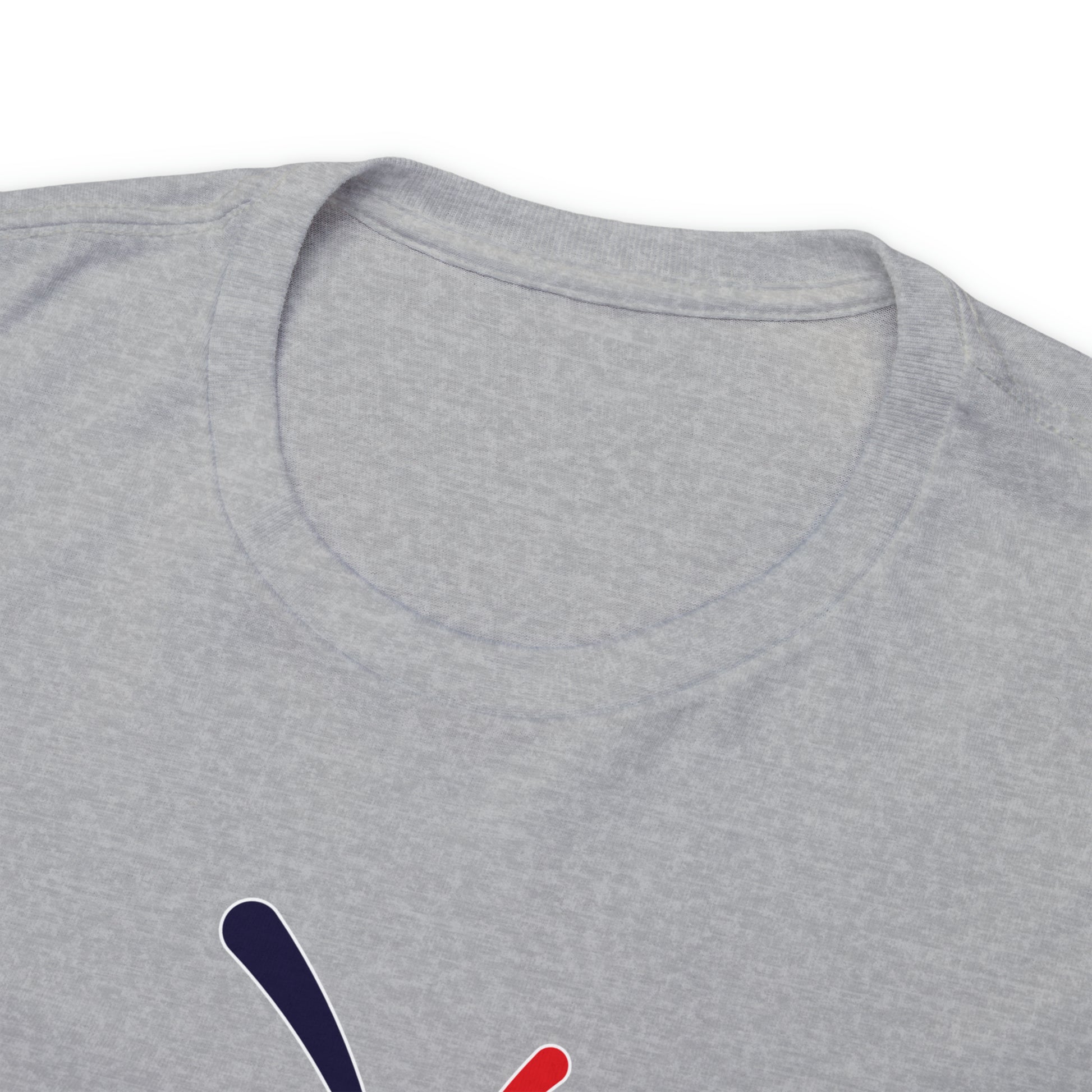 Front view of the neck detail of the Sport Grey t-shirt