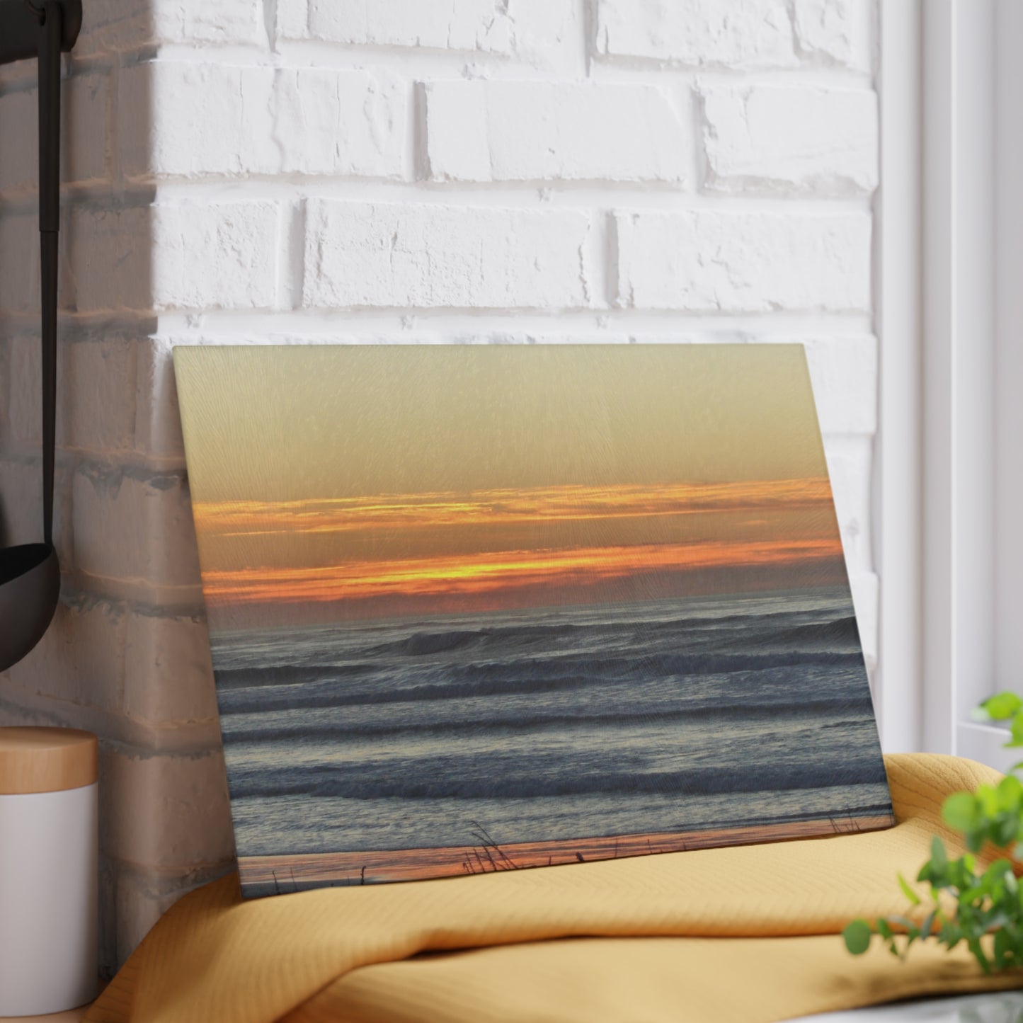 Glass Cutting Board: 2 sizes; Textured surface; Seascape