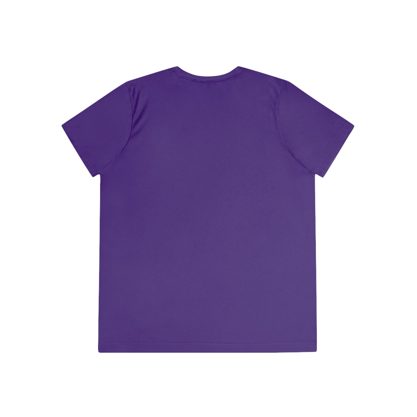 Flat back view of the purple shirt