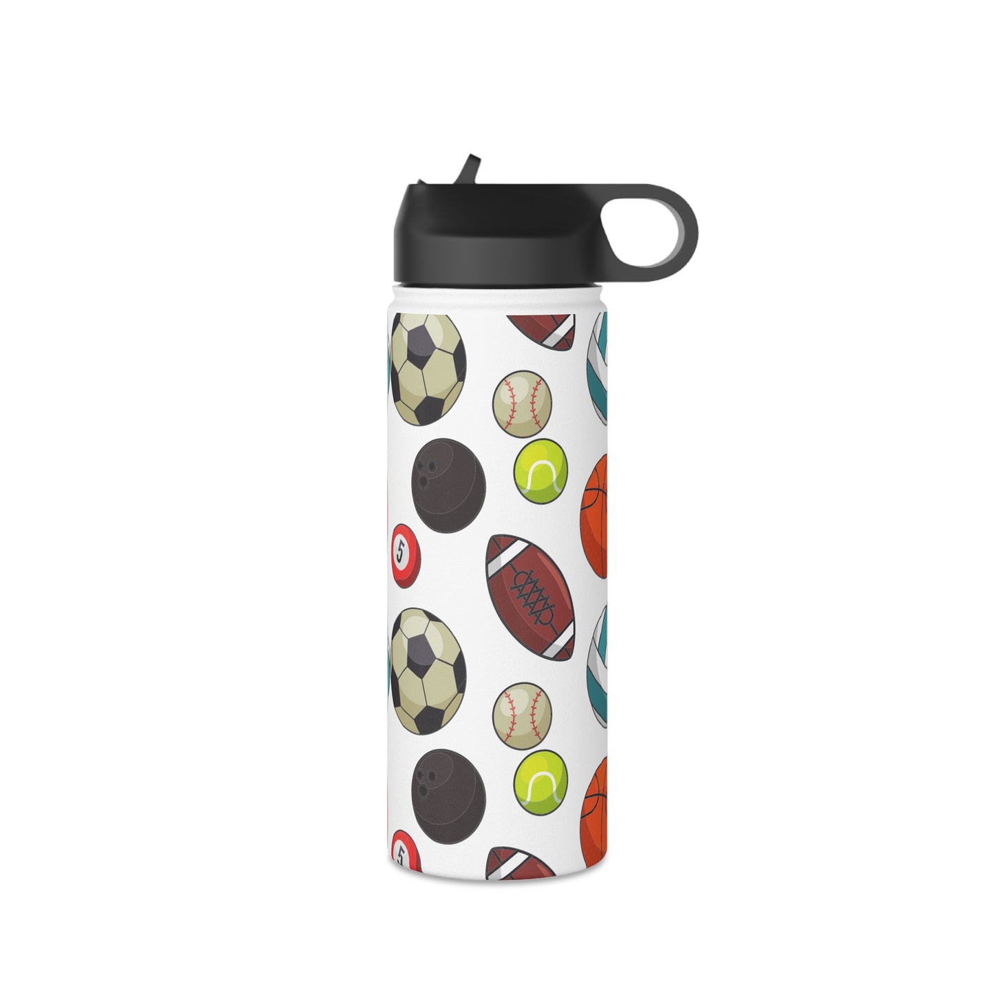 Sports-Fan Water Bottle: 3 sizes; Stainless Steel; W/straw