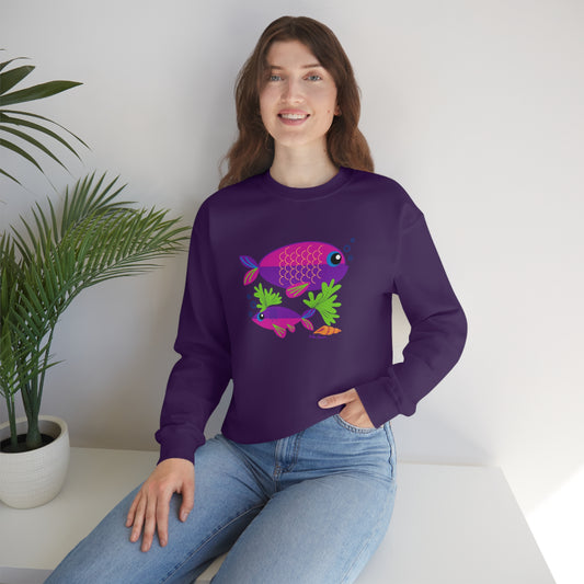 Mock up of a woman sitting on a surface while wearing the Purple shirt