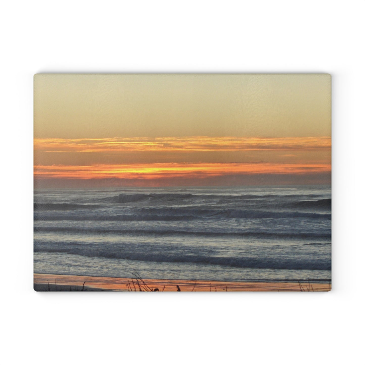 Glass Cutting Board: 2 sizes; Textured surface; Seascape