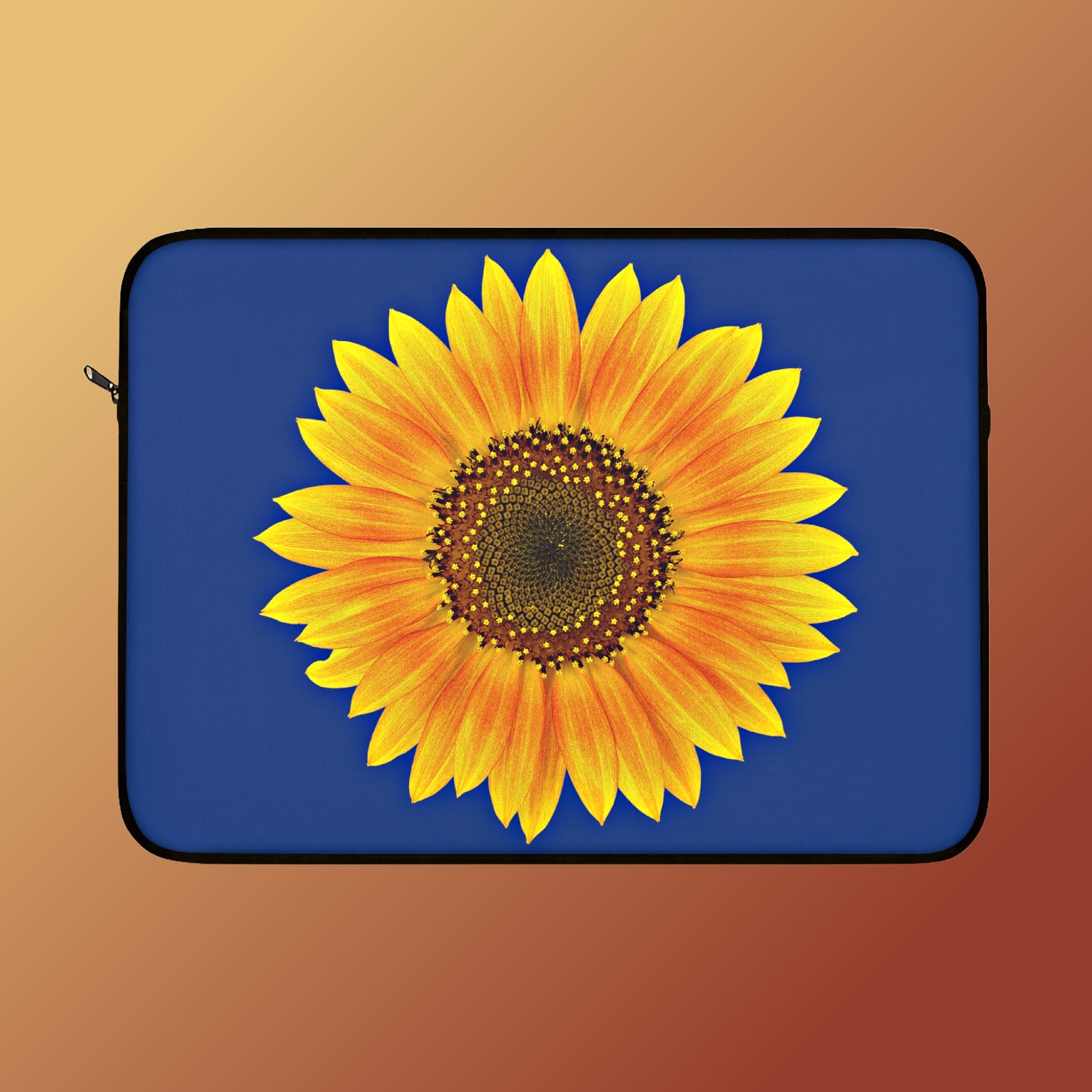 Mock up of the laptop sleeve against a brown background