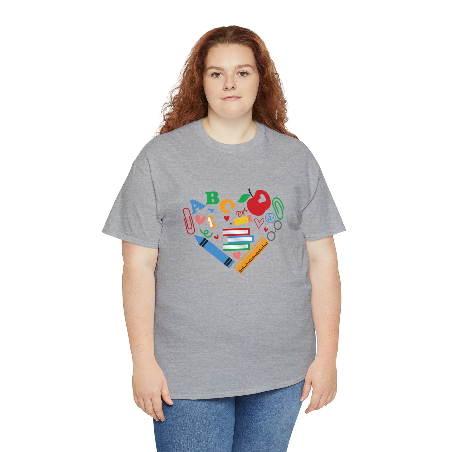 Mock up of a plus-size woman wearing the Sport Grey shirt