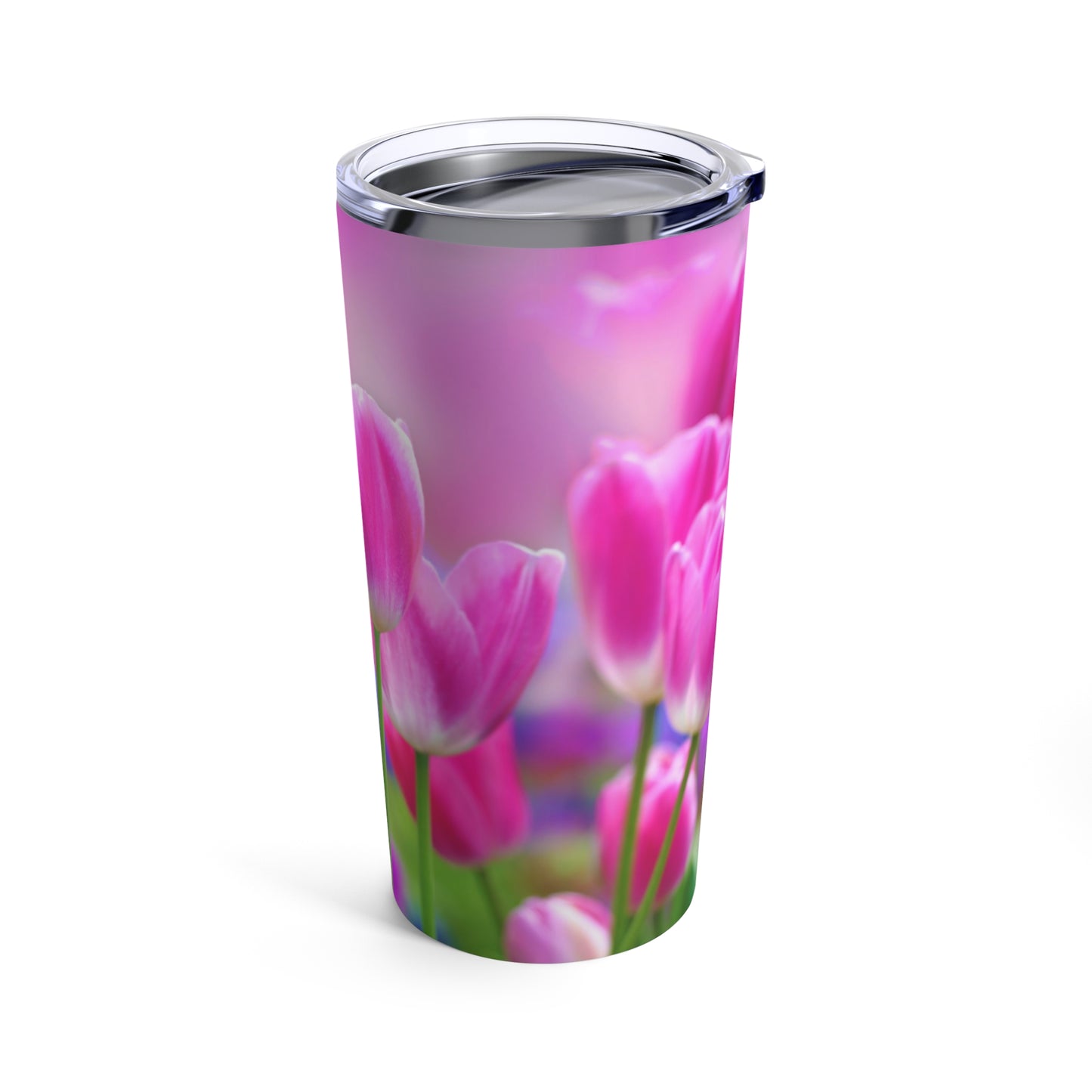 Printify Purple Tulips Tumbler: 20 oz.; Stainless steel; Insulated