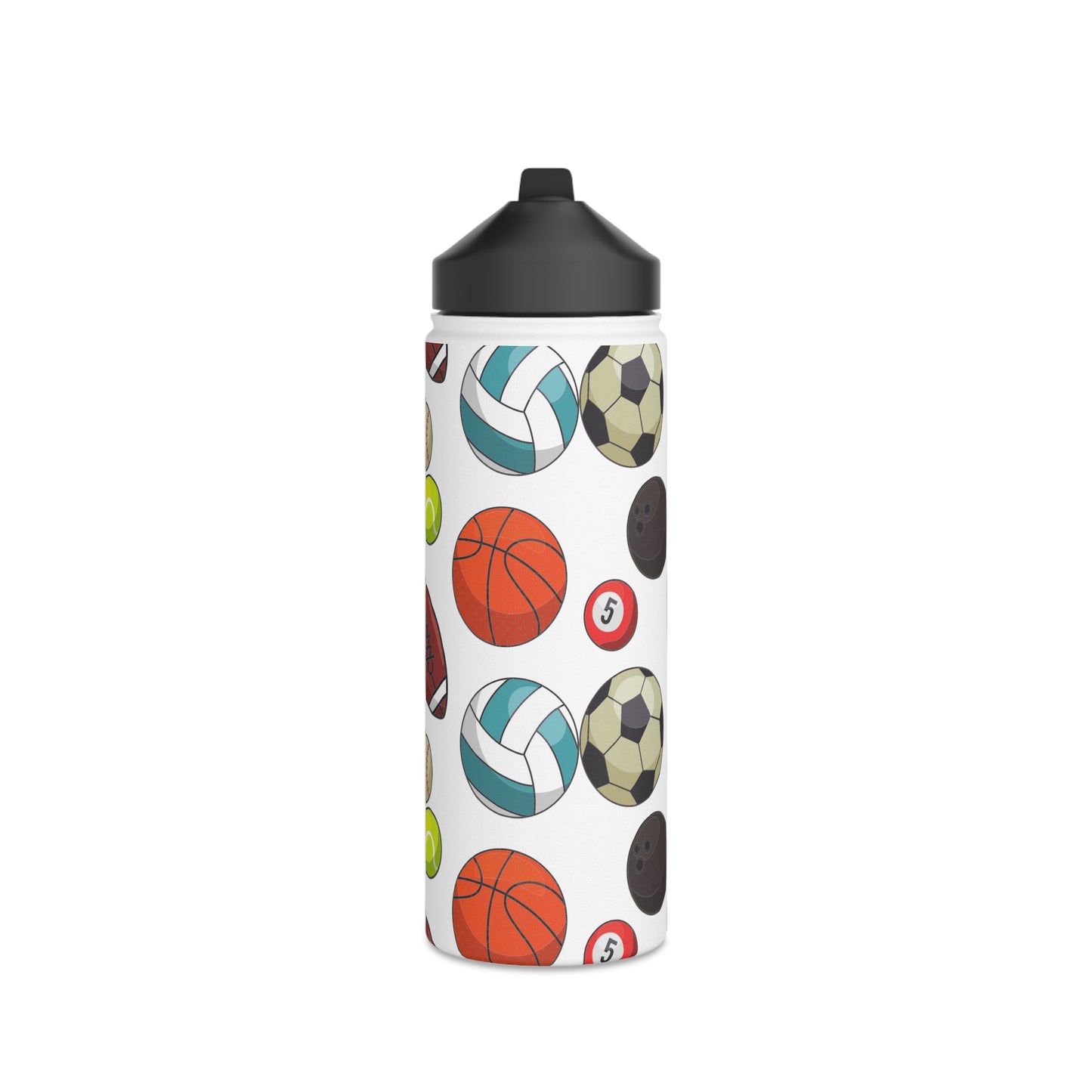 Sports-Fan Water Bottle: 3 sizes; Stainless Steel; W/straw